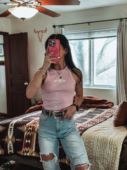 Brand Logo Racer Tank - Pink