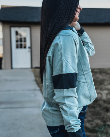 Brand Blue Collar Contrast Pullover