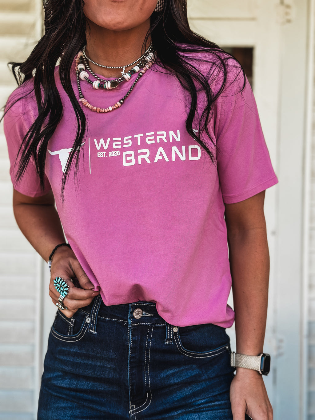 Western T Brand | Logo Boxy T - Flamingo Pink