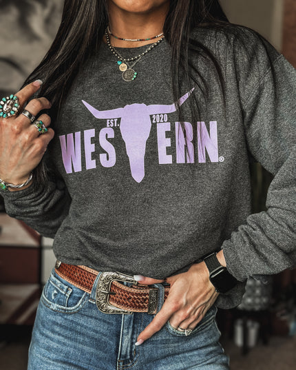 Brand Logo Crew - Lavender/Dark Heather Grey