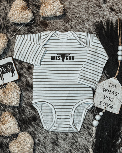Brand Grey Stripes Onesie Longsleeve