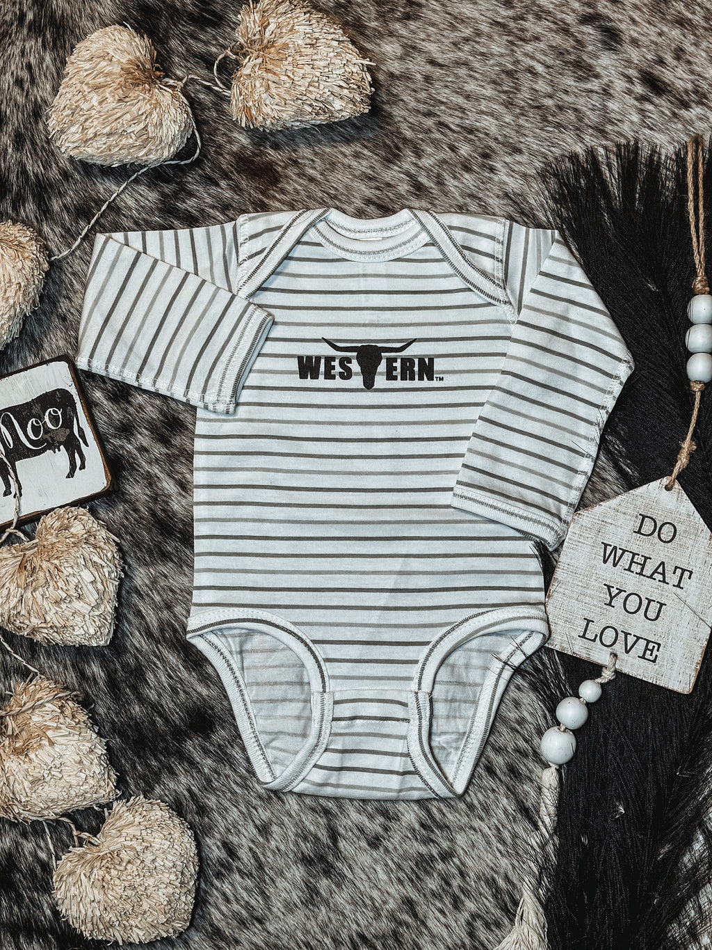 Brand Grey Stripes Onesie Longsleeve