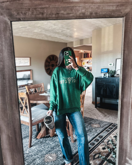 Brand Brushed Crew Sweater - Forest/Camo