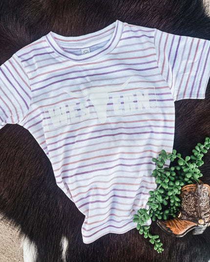 Lavender Girlie Stripes Logo T