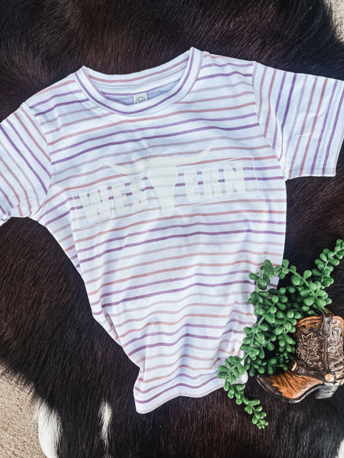 Lavender Girlie Stripes Logo T