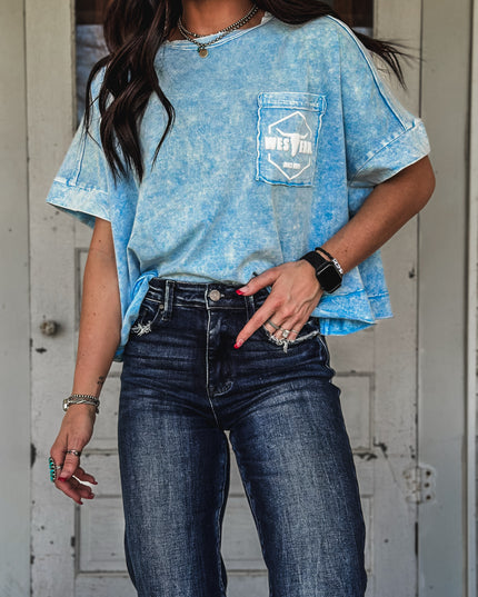 Brand Tulip Oversized Box Tee - Blue