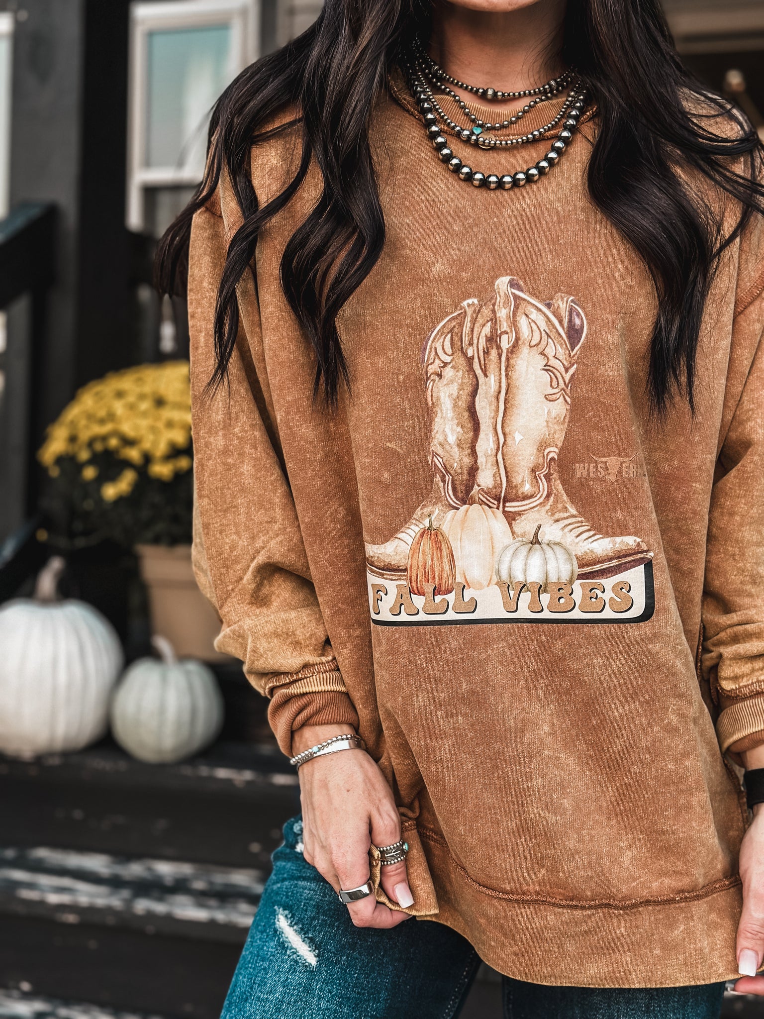 Fall Vibes Sweater Crew - Gold
