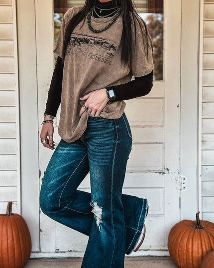 Cattle Drive Oversized T - Mocha