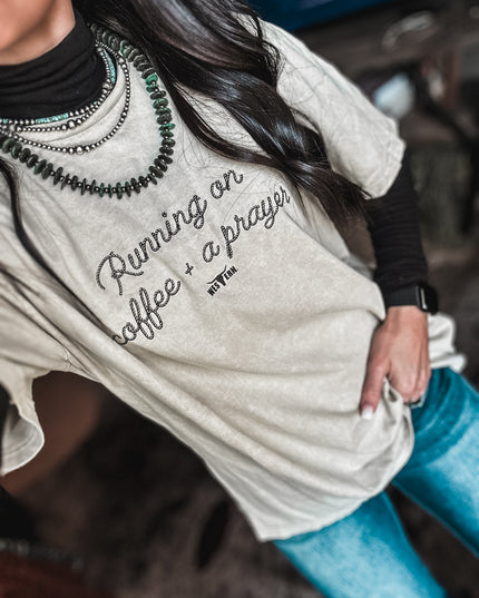 Coffee + a Prayer Oversized T - Tan