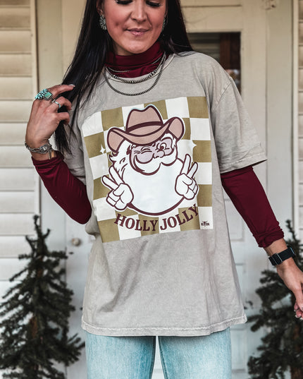 Holly Jolly Oversized T - Mineral Wash Tan