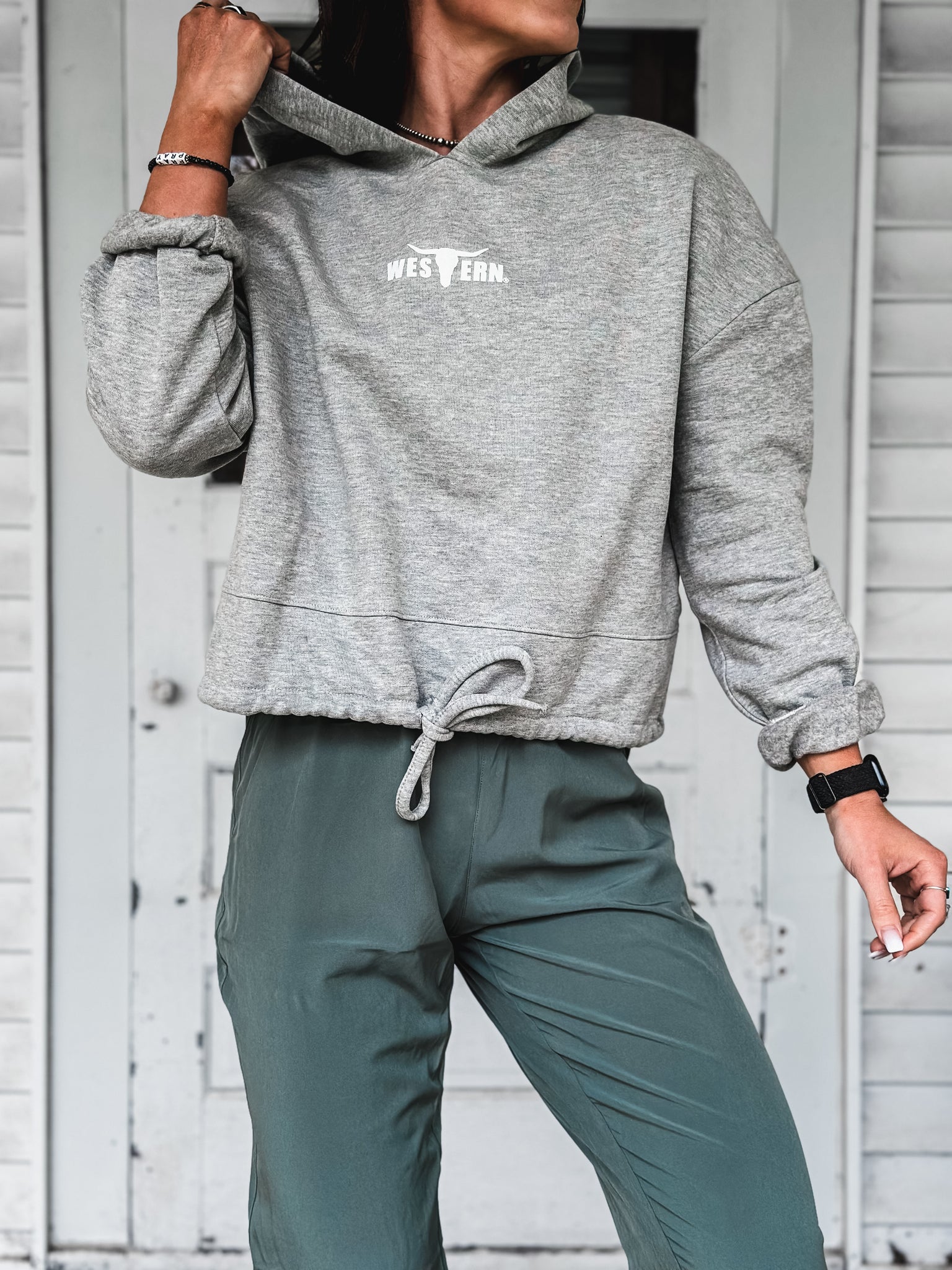 Brand Tri Rover Cinch Hoodie - Heather Grey
