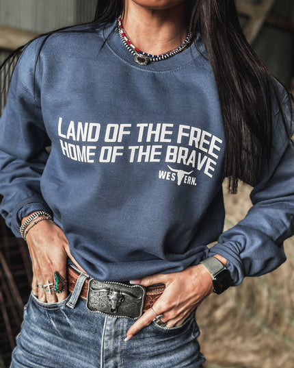 Land of the Free Crew - Denim Blue