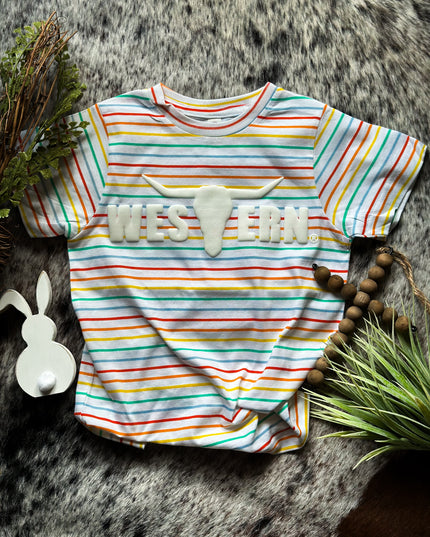 Brand White PUFF Logo Youth - Sunny Stripes