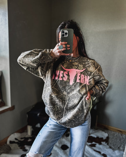 Brand Light Pink *NEW* Logo Crew - Deadwood Camo