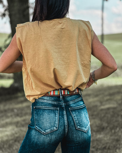 HOWDY Cap Sleeve Tank - Tan