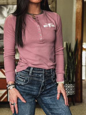 Brand Women's Henley Longsleeve - Mauve