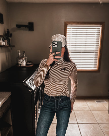 Brand Stripe Longsleeve Turtleneck - Brown