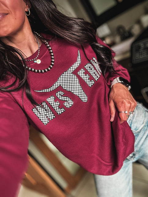 Brand Checker Logo Crew - Merlot