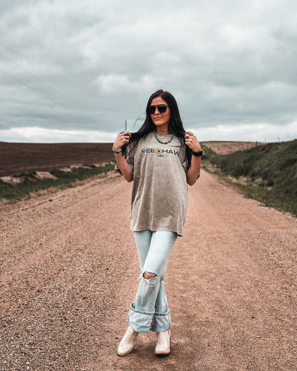 Yeehaw Rodeo Oversized Tee - Smoke Grey