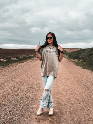 Yeehaw Cowboy Oversized Tee - Smoke Grey