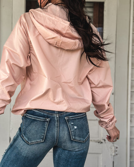 Brand Scuba Windbreaker Full Zip Jacket - Blush Pink