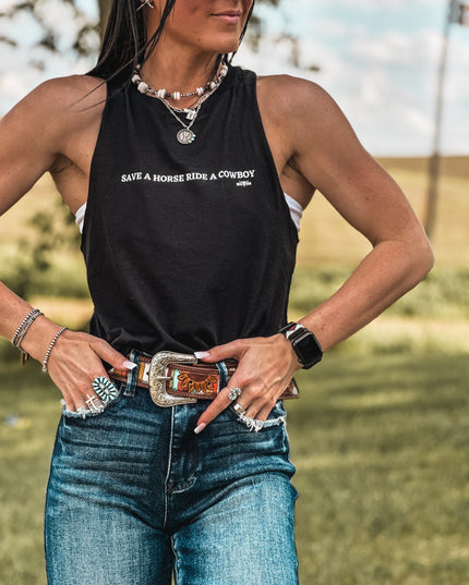 Save a Horse Cropped Tank - Black