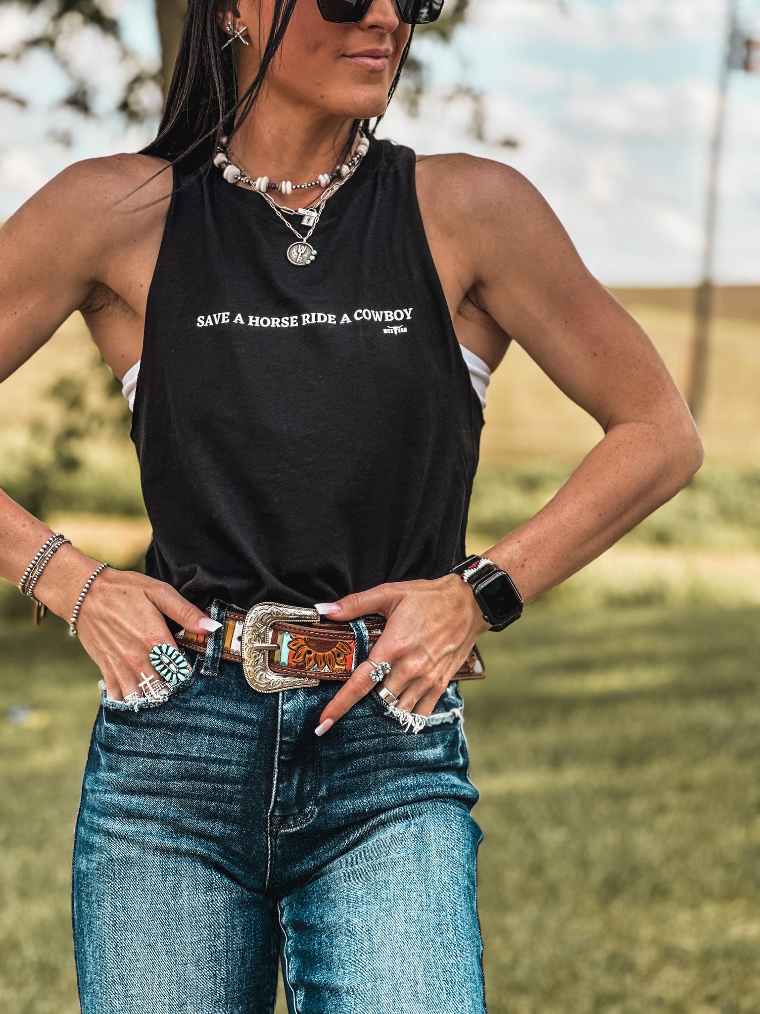 Save a Horse Cropped Tank - Black