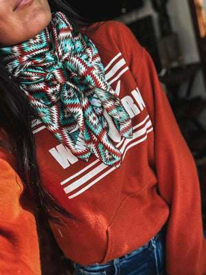 Brand Wild Rag Turq/Orange Aztec