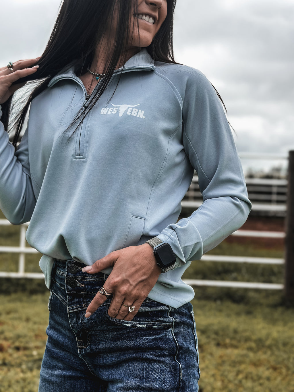 Brand Peak Women's 1/4 Zip -Ice Blue