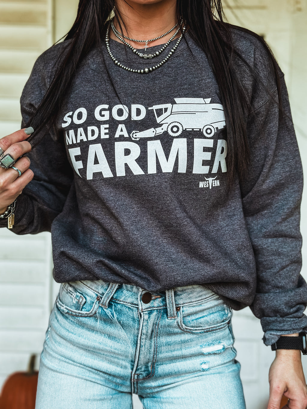 God Made a Farmer Crew - Dark Grey Heather