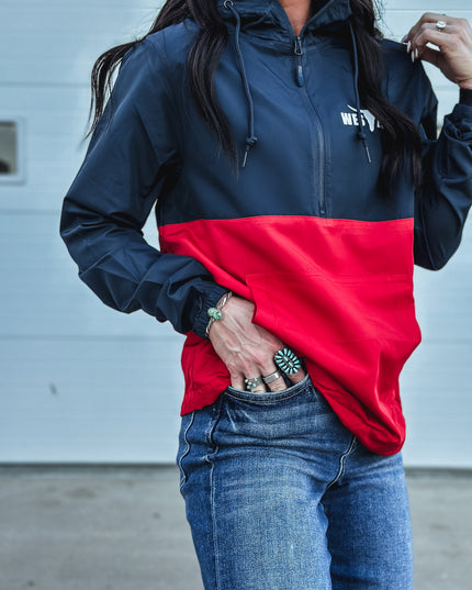 Brand Scuba 1/4 Zip Windbreaker  - Navy/Red