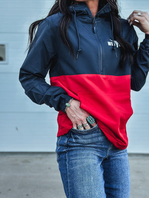 Brand Scuba 1/4 Zip Windbreaker  - Navy/Red