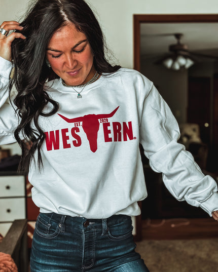 Brand White/Red Logo Crew