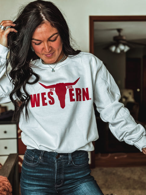 Brand White/Red Logo Crew