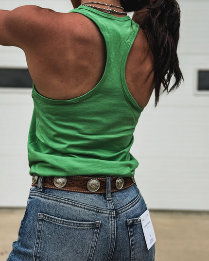 Brand Frame Logo Racerback Tank - Green