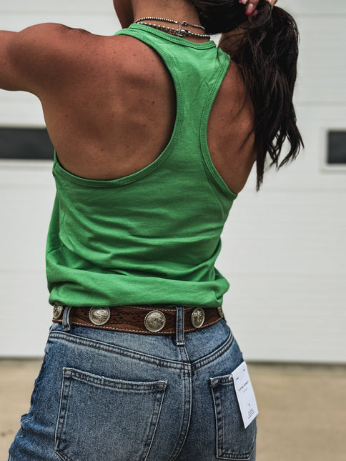 Brand Frame Logo Racerback Tank - Green