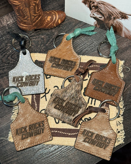Kick Rocks Cow Tag Keychain