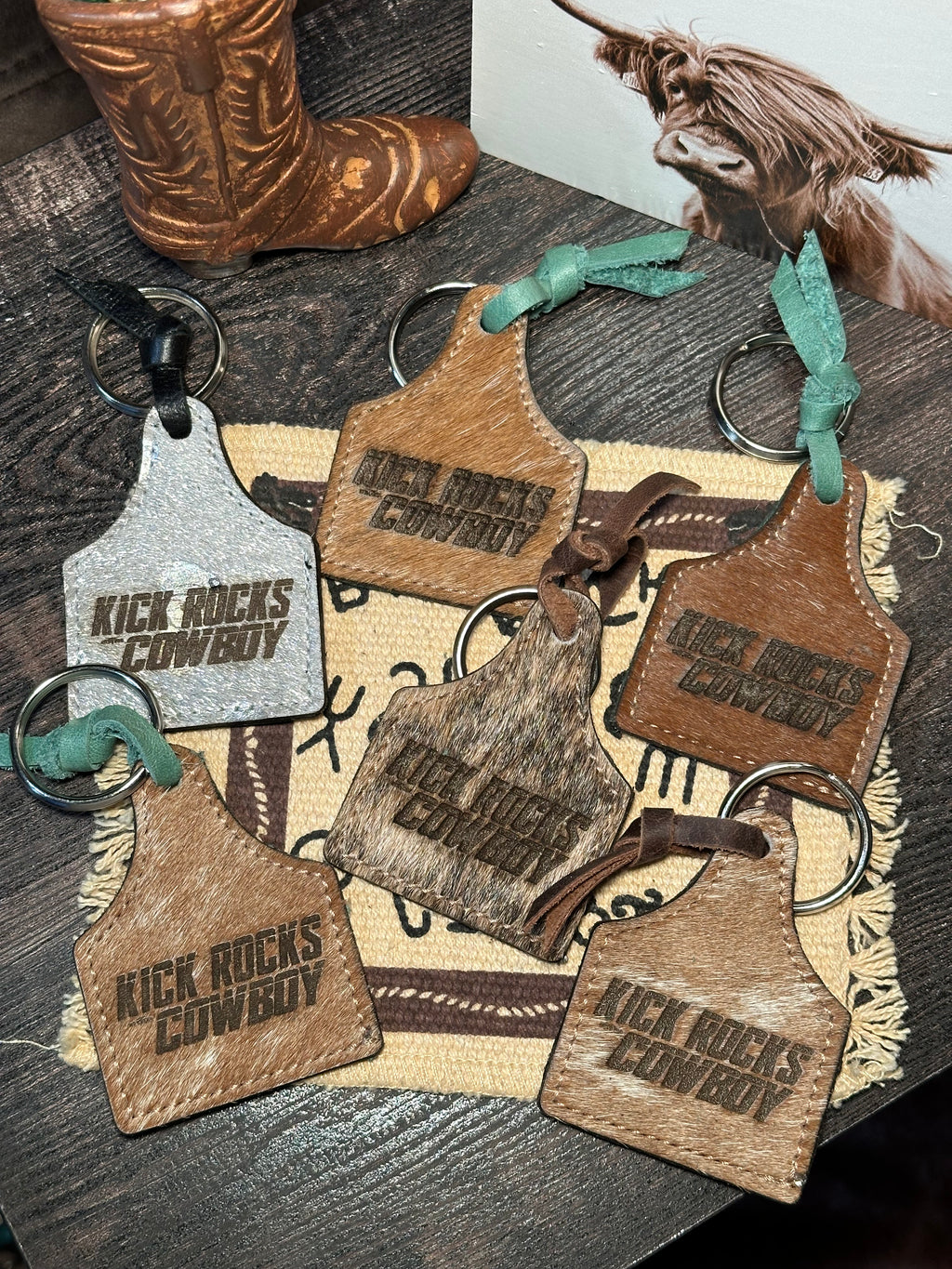 Kick Rocks Cow Tag Keychain