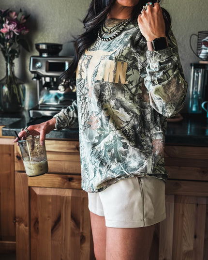 Crisp Woods Camo Longsleeve - Cream Logo