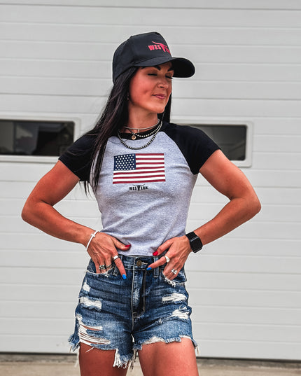 USA Flag Cropped Baby T