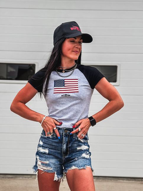 USA Flag Cropped Baby T