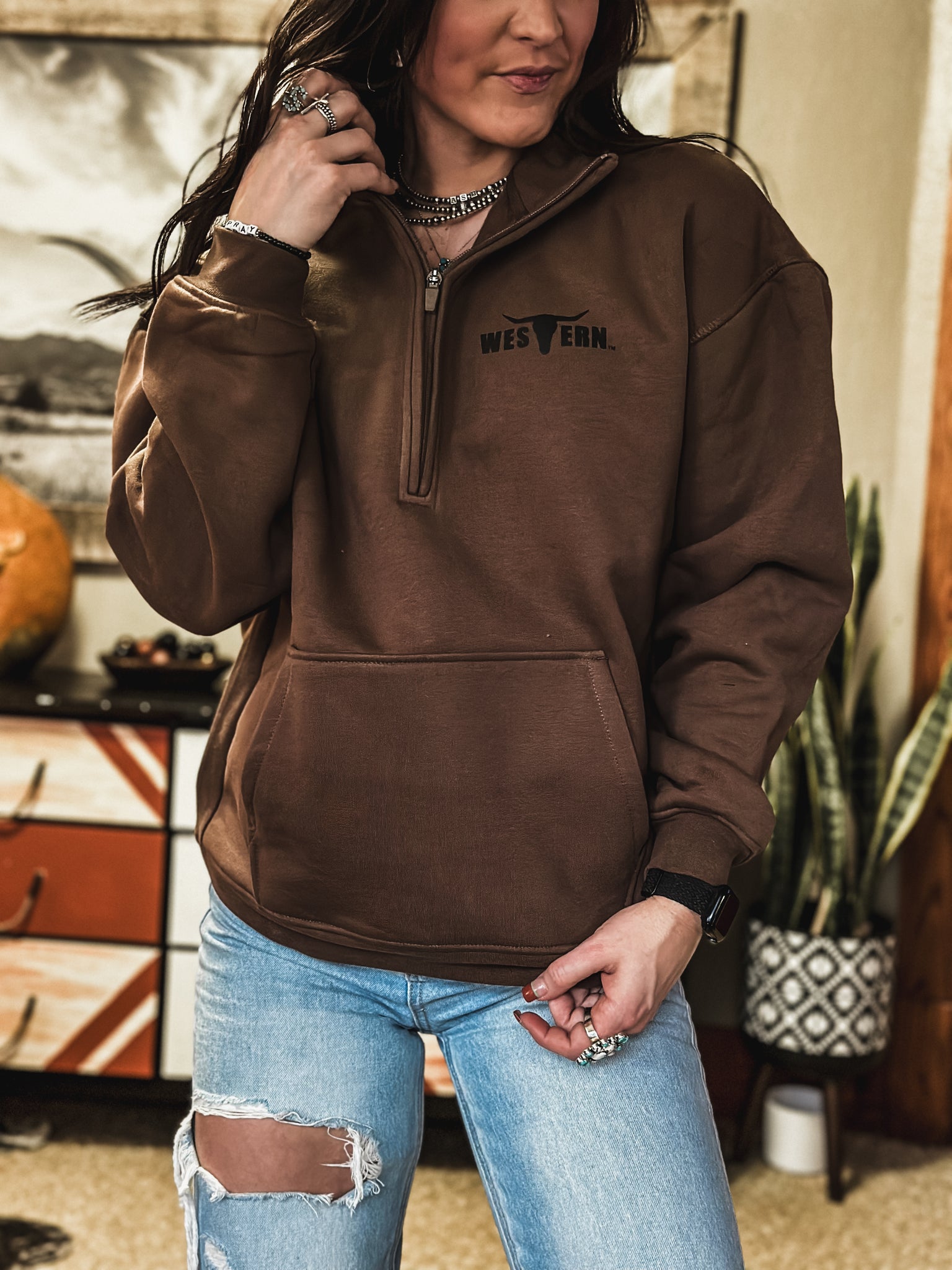 Brand Embrace Women's 1/4 Zip - Coffee