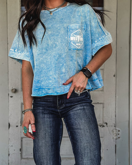 Brand Tulip Oversized Box Tee - Blue