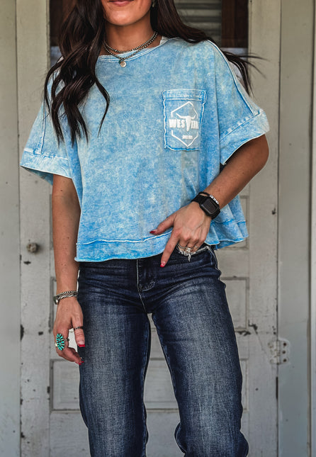 Brand Tulip Oversized Box Tee - Blue