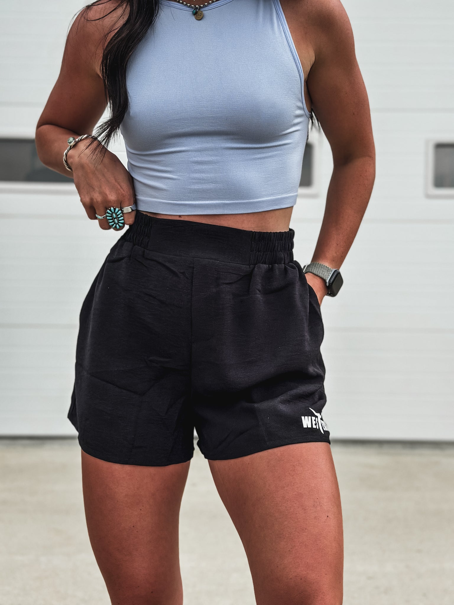 Brand Seamless Crop Tank - Hydrangea Blue