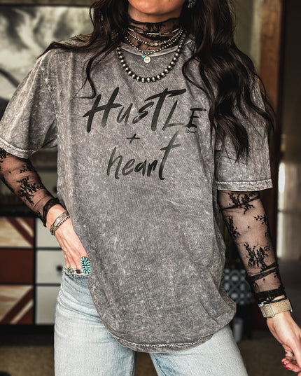 Hustle & Heart - Oversized T Grey Acid