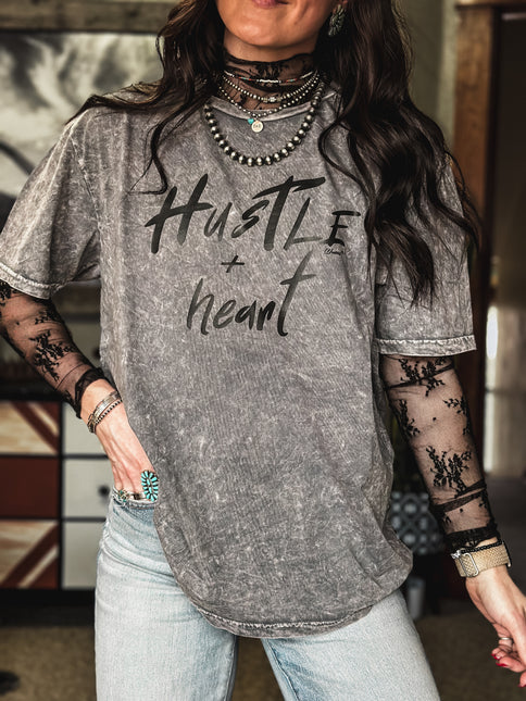 Hustle & Heart - Oversized T Grey Acid