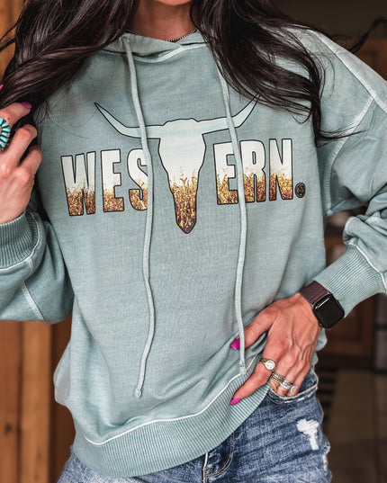 Brand Corn Field Logo Deadwood Hoodie - Ash Blue
