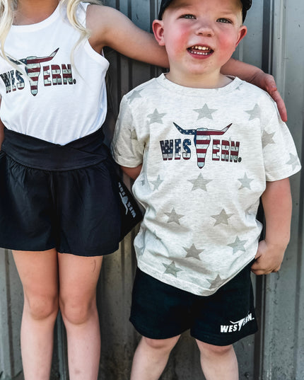 Brand Logo Flag Kids Cream Stars T