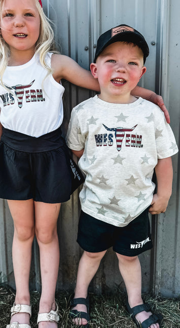 Brand Logo Flag Kids Cream Stars T